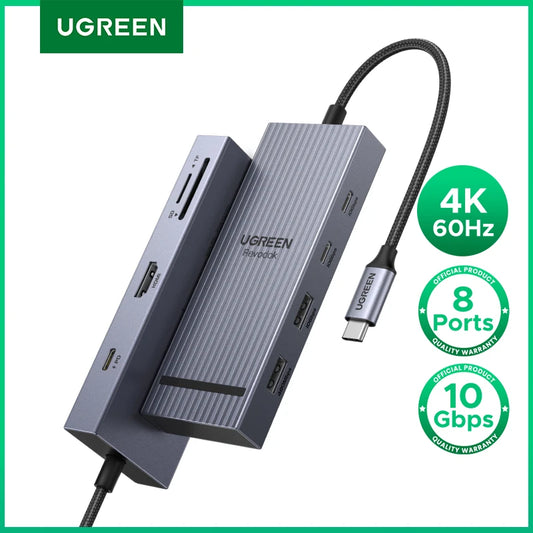 UGREEN USB-C HUB 8-in-1 Type-C to 4K60Hz HDMI USB-A&C 3.2 Gen 2 10Gbps PD100W SD/TF for MacBook Pro/Air Dell XPS Docking Station Setup Lord