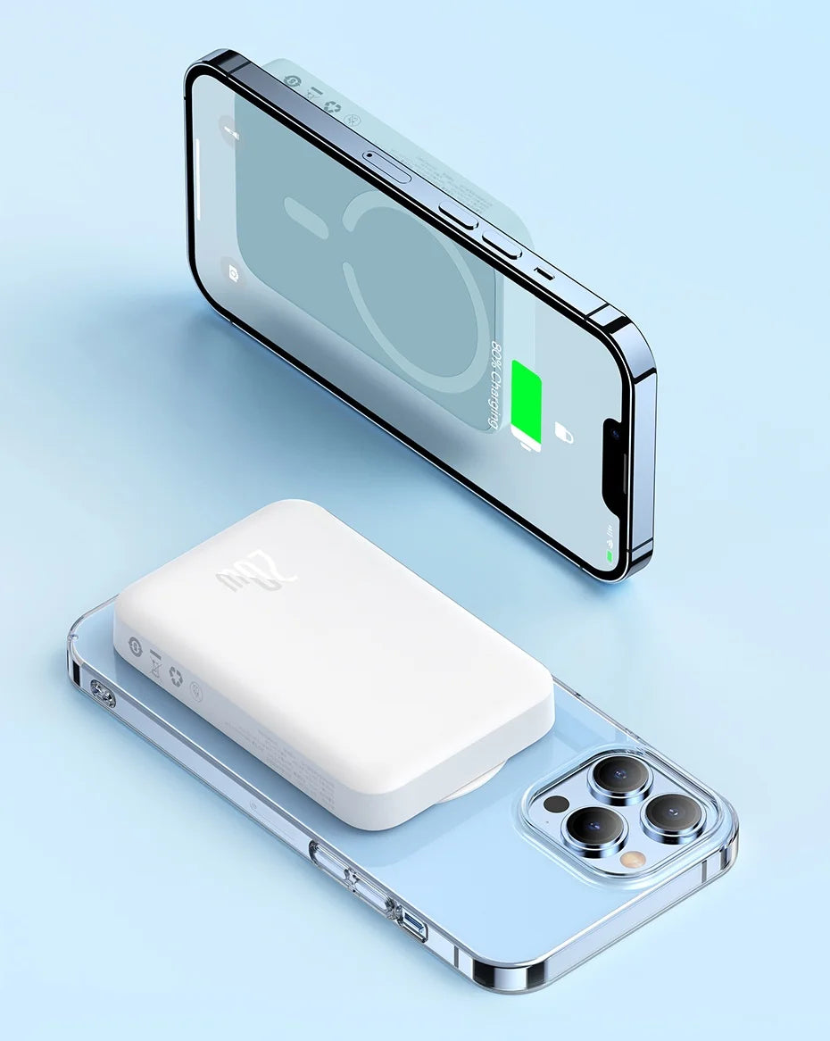 Baseus Power Bank 10000mAh Mini Magnetic Wireless Fast Charge Auto-wake For iPhone 16 15 14 13  Pro Max Magnetic Powerbank Red Magic