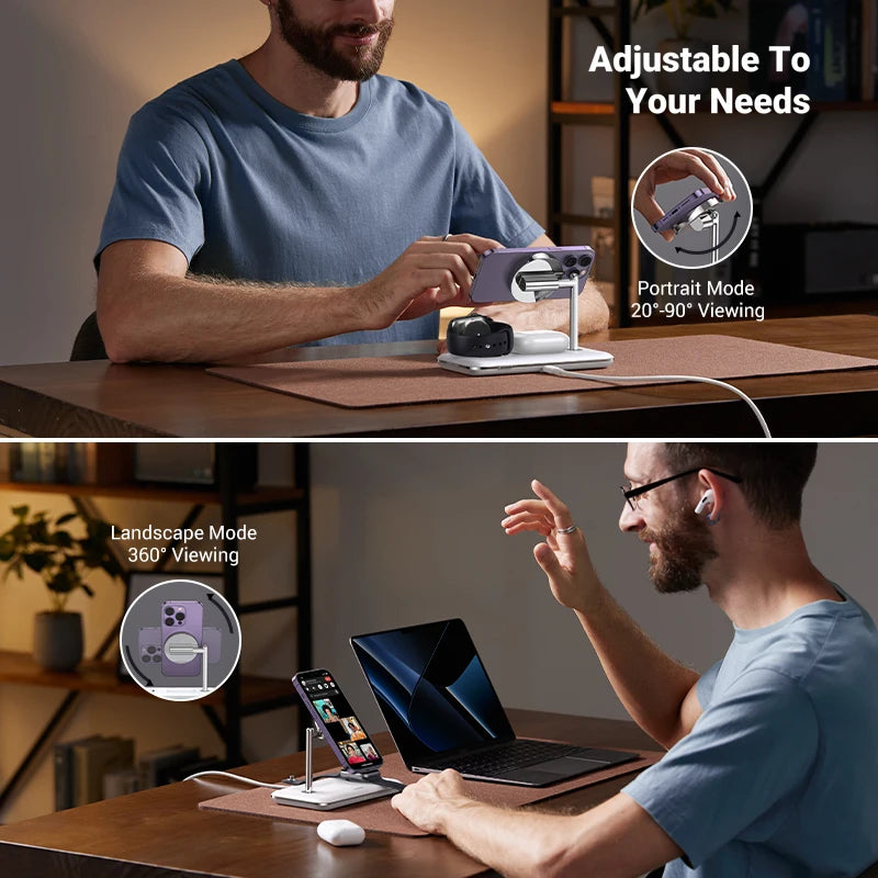 UGREEN MFi for Magsafe 25W Wireless Charger Stand 15W 3-in-1 Charging Station For iPhone 15 16 Pro Max For Apple Watch AirPods Setup Lord