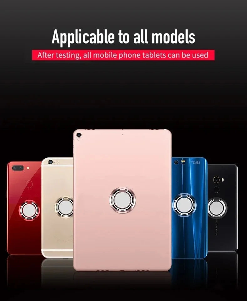 Finger Ring Holder Stand Grip 360 Rotating For Mobile Phone Car Magnetic Mount Phone Back Sticker Pad Unniversal Bracket Red Magic