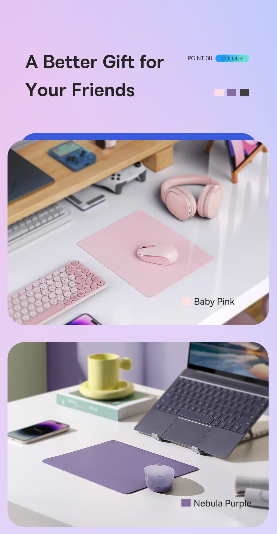 Baseus Simple Color PU Leather Mouse Mat Anti-slip Waterproof 26*21cm Mouse Pad School Supplies Office Accessories Desk Set Red Magic