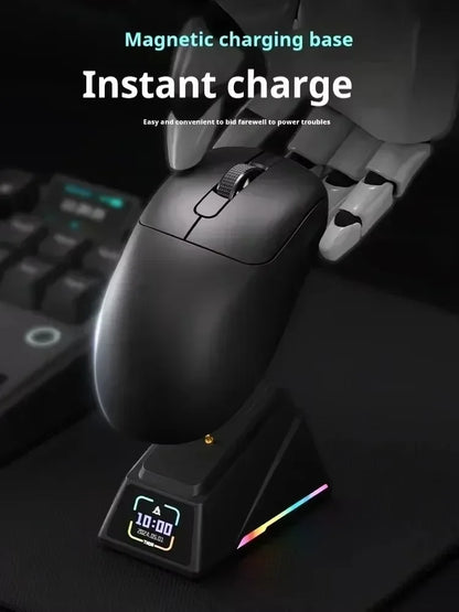 Ajazz Aj179 APEX 8k Wireless Mouse PAW3950 Sensor Three Mode Charging Base Gaming Mouse Lightweight Ergonomics 400mAh Pc Gamer Red Magic