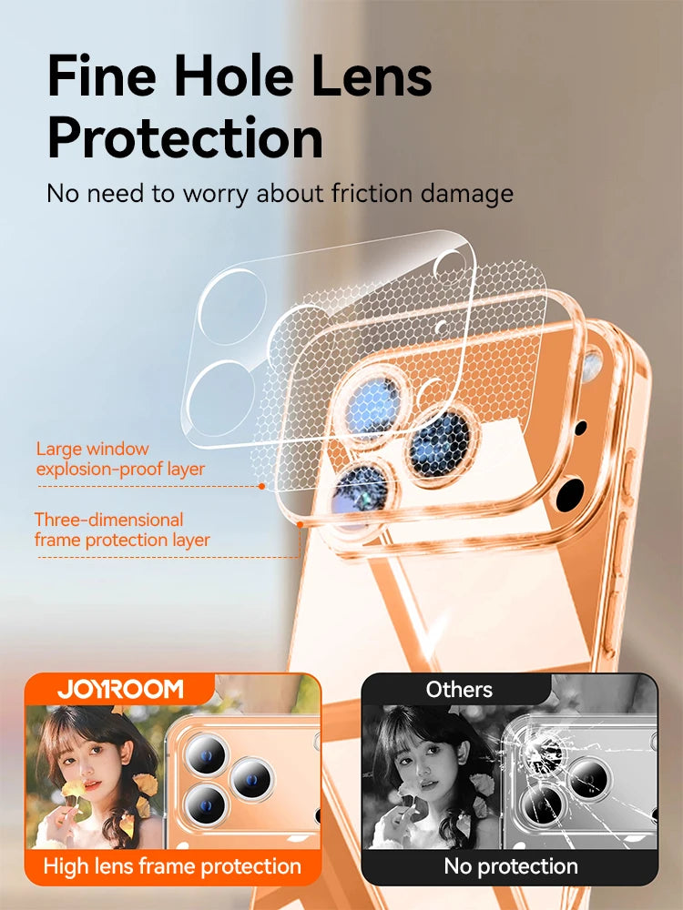 Joyroom For iPhone 17 16 15 Pro Max Case Lens Protection Anti-Yellow Case For iPhone 17 16 Pro Max Transparent Shockproof Cover Red Magic