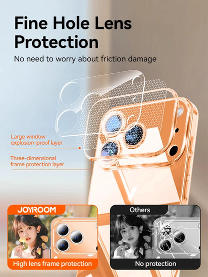 Joyroom For iPhone 17 16 15 Pro Max Case Lens Protection Anti-Yellow Case For iPhone 17 16 Pro Max Transparent Shockproof Cover Red Magic