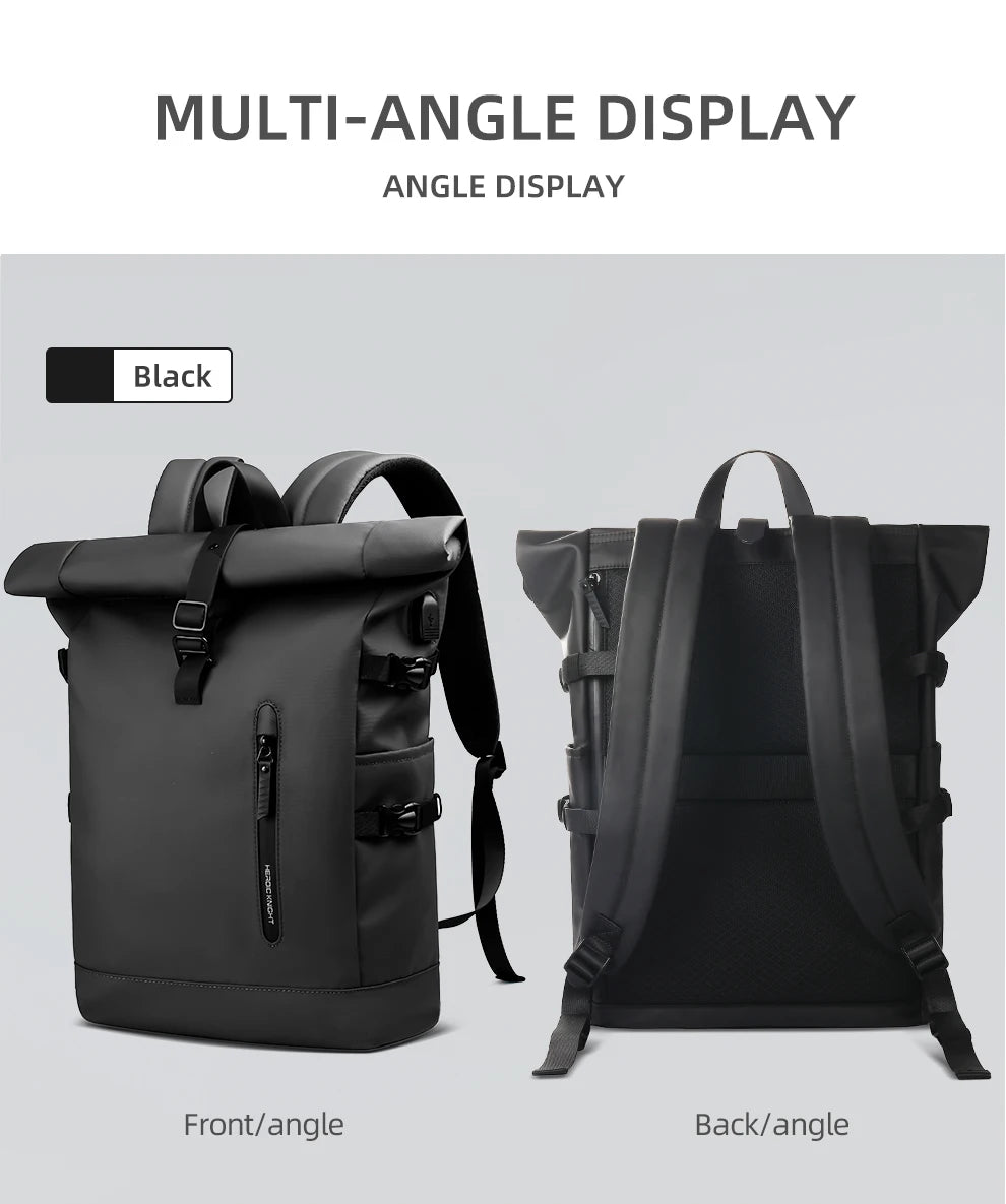 HK Expandable Travel Backpack Men Large Capacity Waterproof 15.6” Laptop Bag Hiking Rucksack Cycling Daypack Bag with USB Port Red Magic