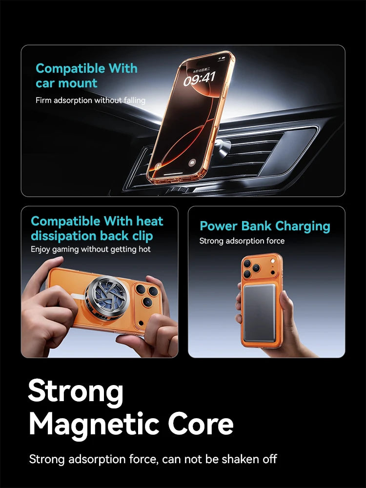 Joyroom Magnetic Case For iPhone 17 16 Pro Max Case Anti Yellow Transparent Cover For iPhone 17 Pro Wireless Charger Thin Cover Red Magic