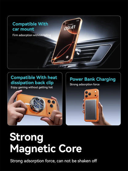 Joyroom Magnetic Case For iPhone 17 16 Pro Max Case Anti Yellow Transparent Cover For iPhone 17 Pro Wireless Charger Thin Cover Red Magic