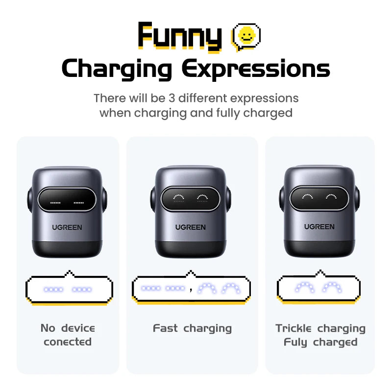 【US Plug】UGREEN 30W GaN Charger 2nd Gen Robot QC4.0 3.0 PPS PD3.0 Fast Charger For iPhone 17 16 15 Pro Max Samsung Xiaomi iPad Setup Lord