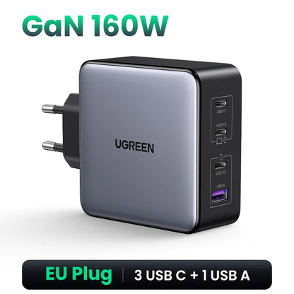 UGREEN 160W GaN Charger PD3.1 Type C For Macbook Pro Laptop USB Fast Charger QC4.0 3.0 Quick Charge For iPhone 17 Xiaomi Tablet Setup Lord