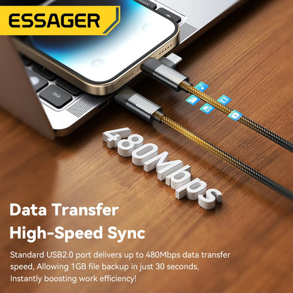 Essager 2 in 1 USB Type C Cable 65W PD Fast Charging Wire Type C To Lightning Cable For iPhone 15 14 Pro Max MacBook iPad Xiaomi Red Magic