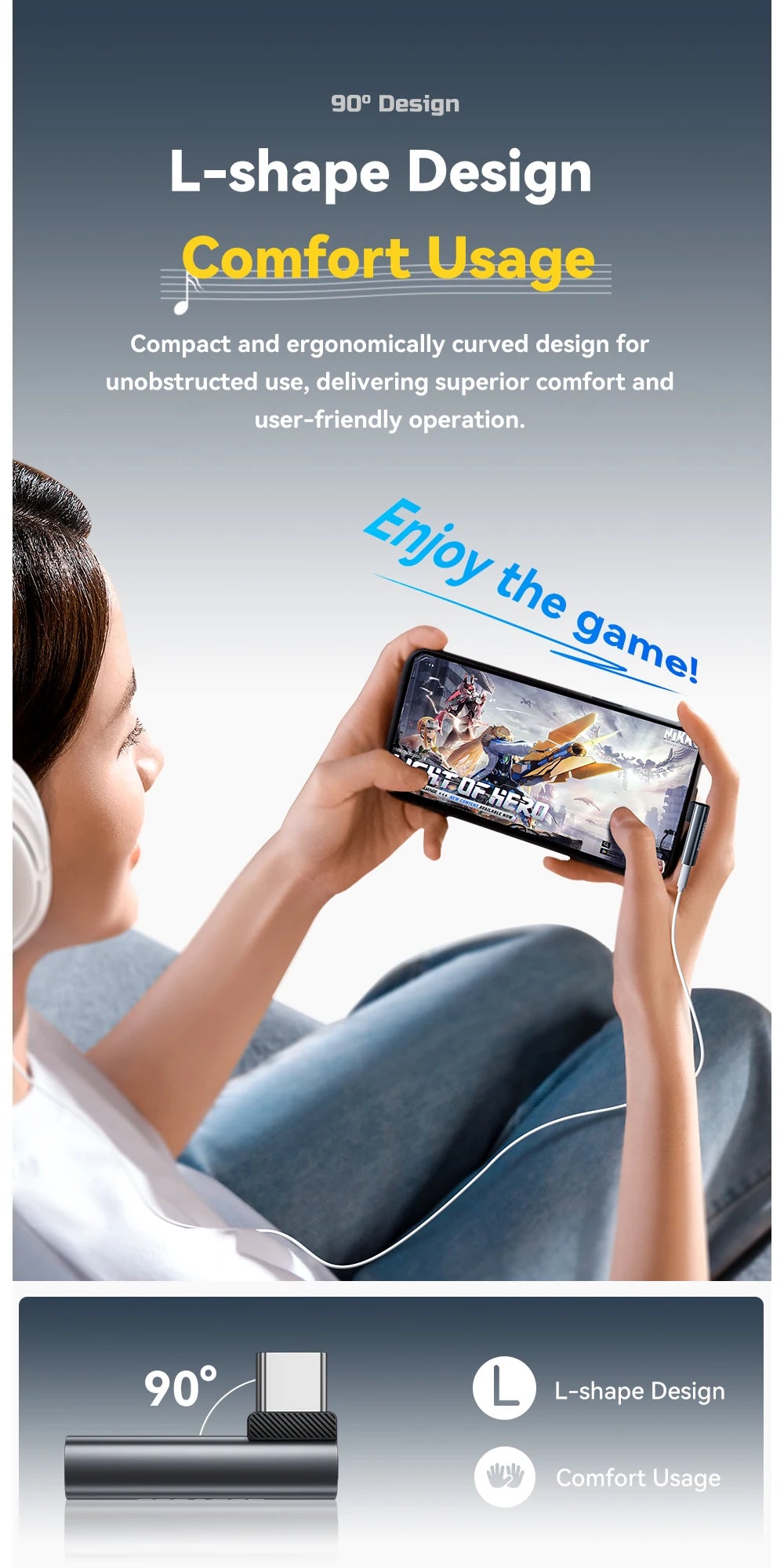 Essager L-shape Type-C to 3.5mm Jack Audio Adapter for iPhone 16 15 Samsung Lightning to 3.5mm Headphone Adapter for iPhone14 13 Red Magic