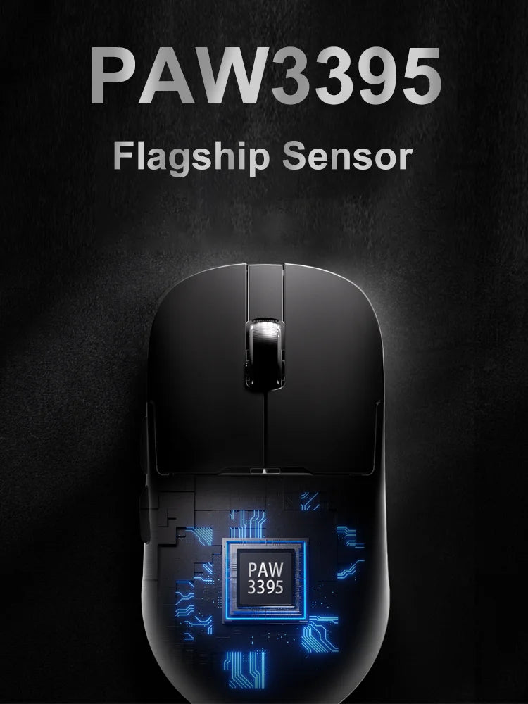 AJAZZ AJ179 PRO PAW3395 Lightweight Wired Wireless Mouse with Magnetic Charging Base Ergonomic Macro Gaming Mouse for PC Laptop Red Magic