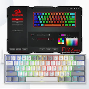 Redragon K617 Fizz 60% Wired RGB Gaming Keyboard, 61 Keys Hot-Swap Compact Mechanical Keyboard Red Switch Red Magic