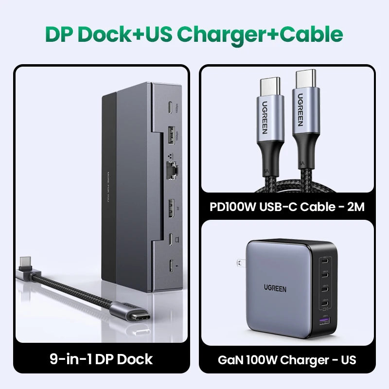 UGREEN Steam Deck Docking Station 10Gbps USB-C to 4K120Hz DisplayPort Gigabit RJ45 PD100W TF/SD for PC iPad Rog Ally/X Legion Go Setup Lord