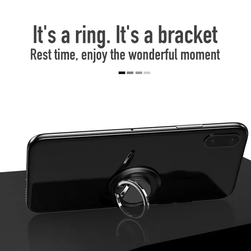 Finger Ring Holder Stand Grip 360 Rotating For Mobile Phone Car Magnetic Mount Phone Back Sticker Pad Unniversal Bracket Red Magic