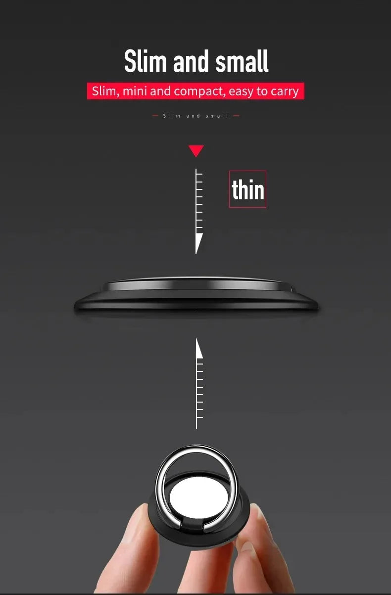 Finger Ring Holder Stand Grip 360 Rotating For Mobile Phone Car Magnetic Mount Phone Back Sticker Pad Unniversal Bracket Red Magic