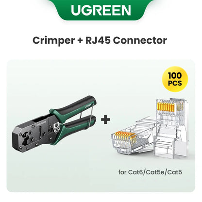 UGREEN RJ45 Crimper Tools RJ45 Crimping Pliers for CAT6/7 Ethernet Lan Cable Network Cutter Stripper Plier Multifuntion Tool Red Magic