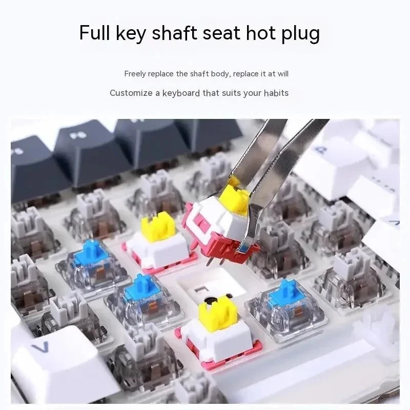 AULA F87Pro Mechanical Keyboard 2.4g/Usb/Bluetooth Tri Mode Wireless 87 Key 5 Layer Silencing Filling Suitable For Gaming+Typing Red Magic