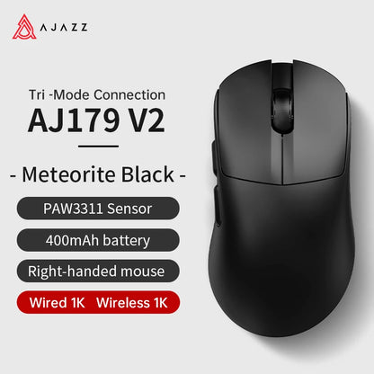 AJAZZ AJ179 PRO PAW3395 Lightweight Wired Wireless Mouse with Magnetic Charging Base Ergonomic Macro Gaming Mouse for PC Laptop Red Magic