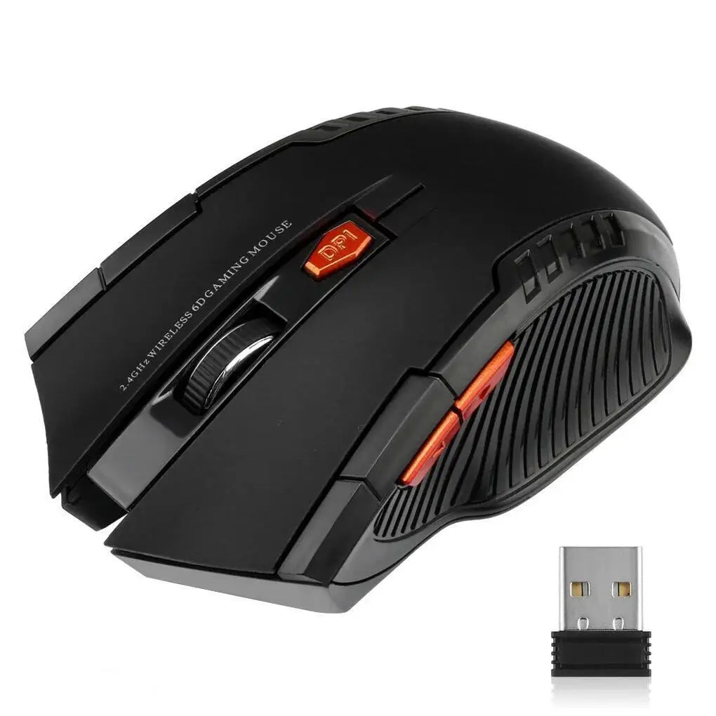 2.4G Wireless Mouse 1600DPI Optical Mouse Gamer for Computer 6 Buttons Wireless Mice with USB Receiver for PC Laptop Accessories Red Magic