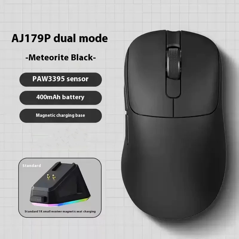 Ajazz Aj179 APEX 8k Wireless Mouse PAW3950 Sensor Three Mode Charging Base Gaming Mouse Lightweight Ergonomics 400mAh Pc Gamer Red Magic