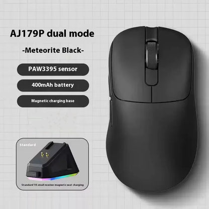 Ajazz Aj179 APEX 8k Wireless Mouse PAW3950 Sensor Three Mode Charging Base Gaming Mouse Lightweight Ergonomics 400mAh Pc Gamer Red Magic