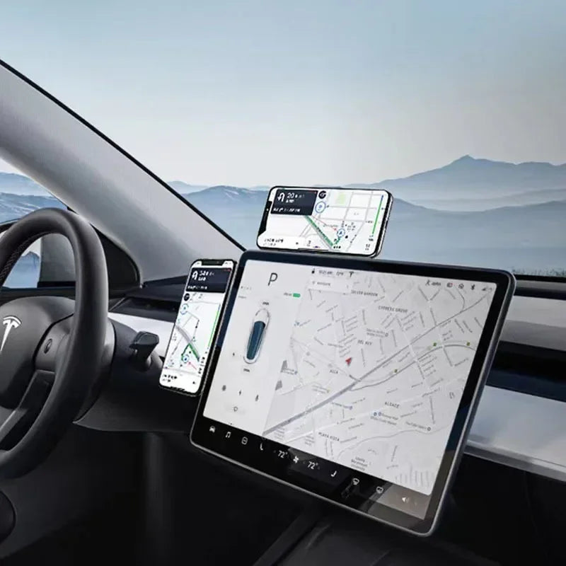 Magnetic Car Phone Holder for Tesla Model 3/Y/X/S for Magsafe IPhone 14 13 12 Metal Expansion Bracket Laptop Screen Side Mount Red Magic