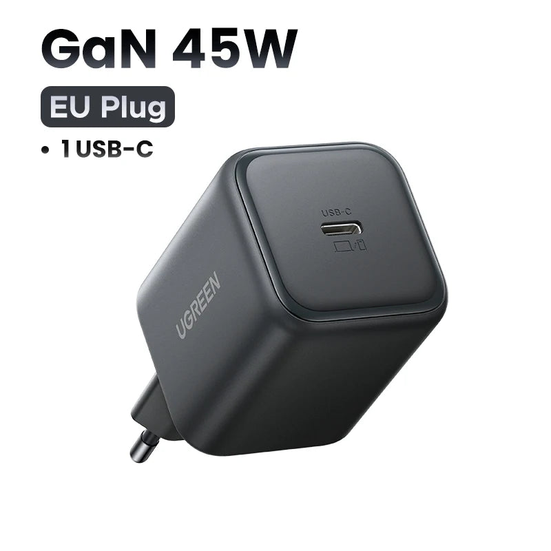 【EU Plug】UGREEN 45W/30W/25W/20W GaN Charger PD3.0 PPS QC3.0 USB C Fast Charger For iPhone 17 16 15 ProMax Samsung S25 iPad Air Setup Lord
