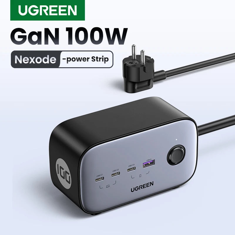 UGREEN 100W Fast GaN Desktop Charger Power Strip Charging Station Fast Charger For Laptop Macbook iPhone 17 16 Pro Phone Charger Setup Lord