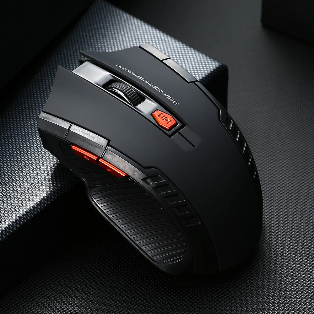 2.4G Wireless Mouse 1600DPI Optical Mouse Gamer for Computer 6 Buttons Wireless Mice with USB Receiver for PC Laptop Accessories Red Magic