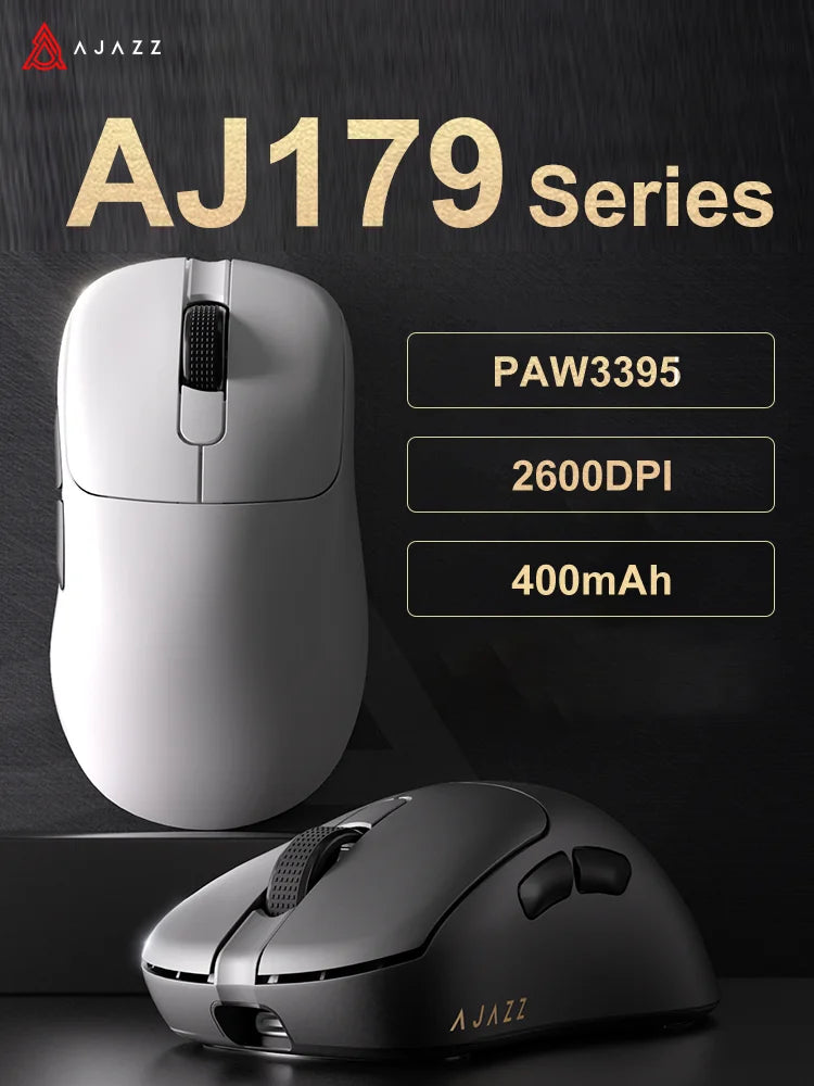 AJAZZ AJ179 PRO PAW3395 Lightweight Wired Wireless Mouse with Magnetic Charging Base Ergonomic Macro Gaming Mouse for PC Laptop Red Magic