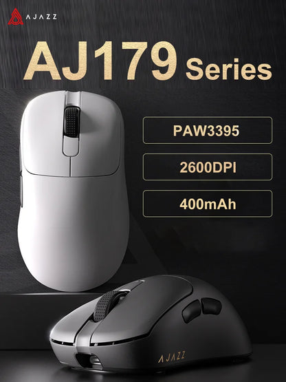 AJAZZ AJ179 PRO PAW3395 Lightweight Wired Wireless Mouse with Magnetic Charging Base Ergonomic Macro Gaming Mouse for PC Laptop Red Magic
