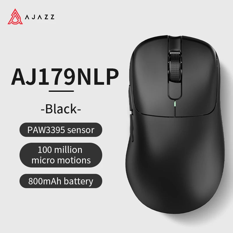 AJAZZ AJ179 PRO PAW3395 Lightweight Wired Wireless Mouse with Magnetic Charging Base Ergonomic Macro Gaming Mouse for PC Laptop Red Magic