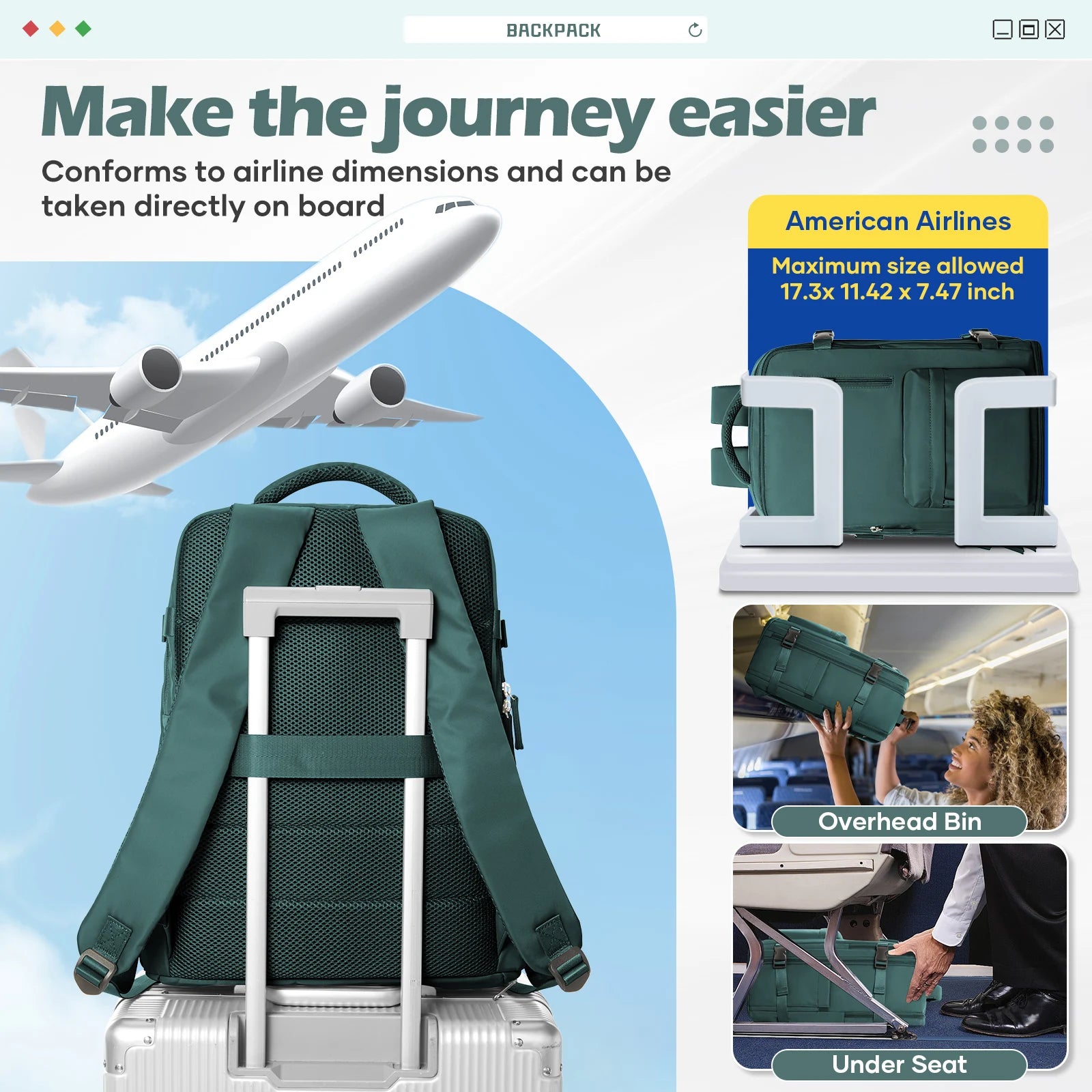 Backpack 40x30x20 Airplane, Ryanair Cabin Hand Luggage Backpack, Easyjet Laptop Backpack for Aeroplane Travel, School Backpack Red Magic