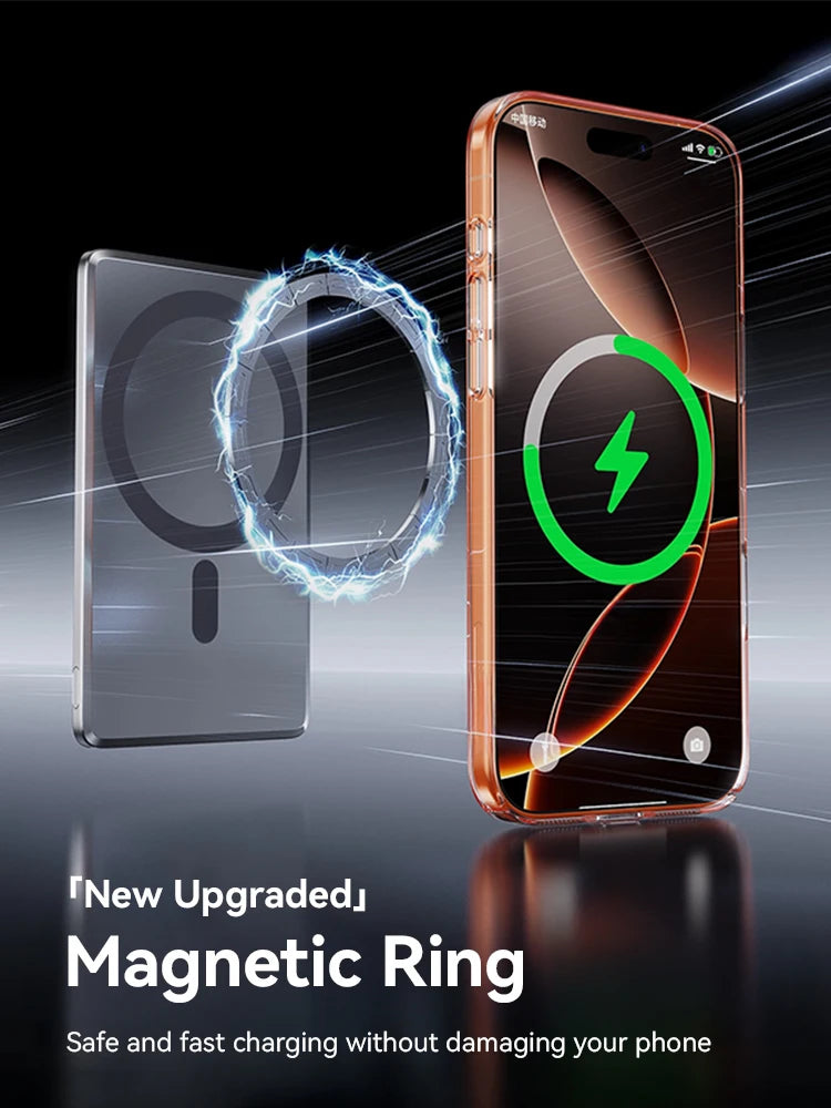 Joyroom Magnetic Case For iPhone 17 16 Pro Max Case Anti Yellow Transparent Cover For iPhone 17 Pro Wireless Charger Thin Cover Red Magic