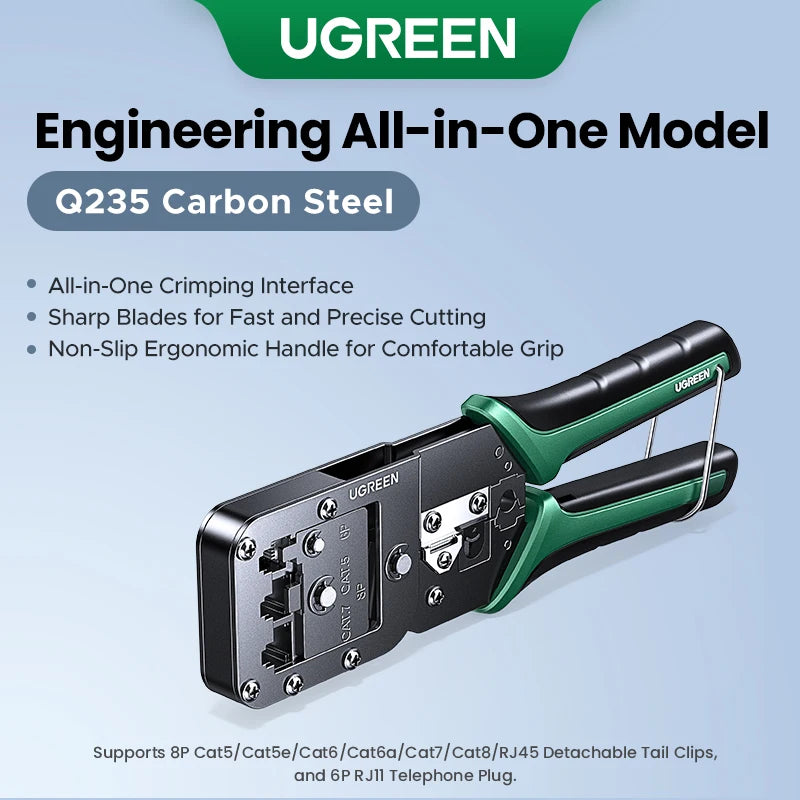 UGREEN RJ45 Crimper Tools Crimping Pliers for CAT5/6/7/8 8P/6P Ethernet Lan Cable Network Cutter Stripper Plier Multifuntion Setup Lord