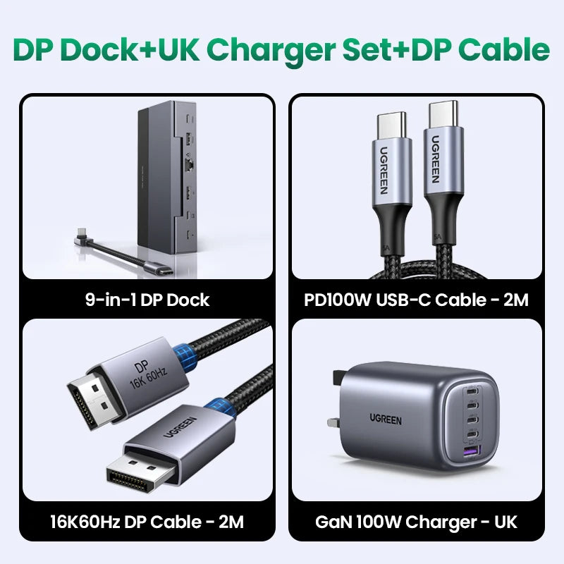 UGREEN Steam Deck Docking Station 10Gbps USB-C to 4K120Hz DisplayPort Gigabit RJ45 PD100W TF/SD for PC iPad Rog Ally/X Legion Go Setup Lord