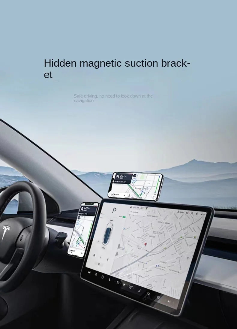 Magnetic Car Phone Holder for Tesla Model 3/Y/X/S for Magsafe IPhone 14 13 12 Metal Expansion Bracket Laptop Screen Side Mount Red Magic