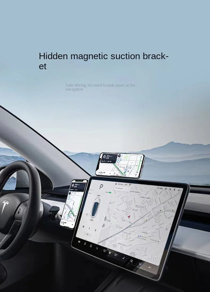 Magnetic Car Phone Holder for Tesla Model 3/Y/X/S for Magsafe IPhone 14 13 12 Metal Expansion Bracket Laptop Screen Side Mount Red Magic