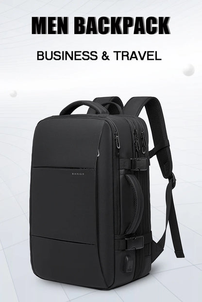 BANGE Travel Backpack Men Business Backpack School Expandable USB Bag Large Capacity 17.3 Laptop Waterproof Fashion Backpack Red Magic