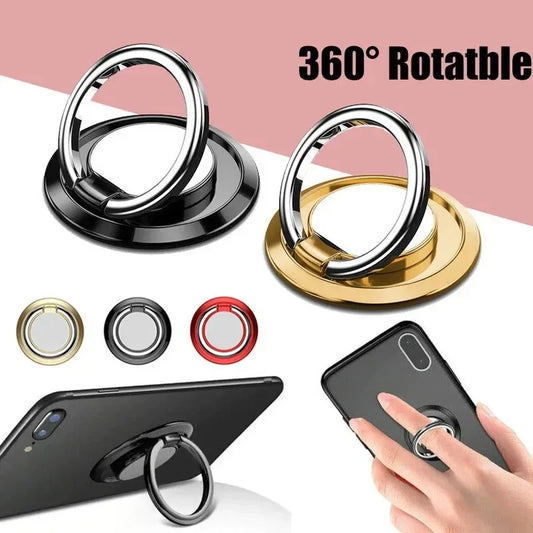 Finger Ring Holder Stand Grip 360 Rotating For Mobile Phone Car Magnetic Mount Phone Back Sticker Pad Unniversal Bracket Red Magic