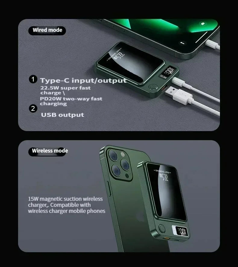 200000mAh ultra-large capacity  Fast Charging Xiaomi Magnetic Wireless Power Bank 22.5w Portable Type C Mini Power Bank For Ipho Red Magic