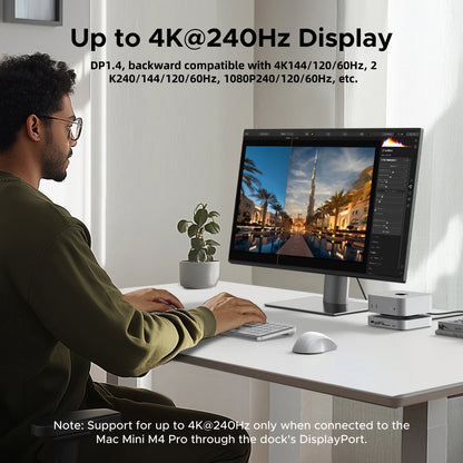 UGREEN Mac Mini Docking Station USB HUB Type-C to DP 4K240Hz M.2 NVMe SSD Slot 10Gbps SD&TF 3.5MM for Mac Mini M4 Dock & Stand Setup Lord