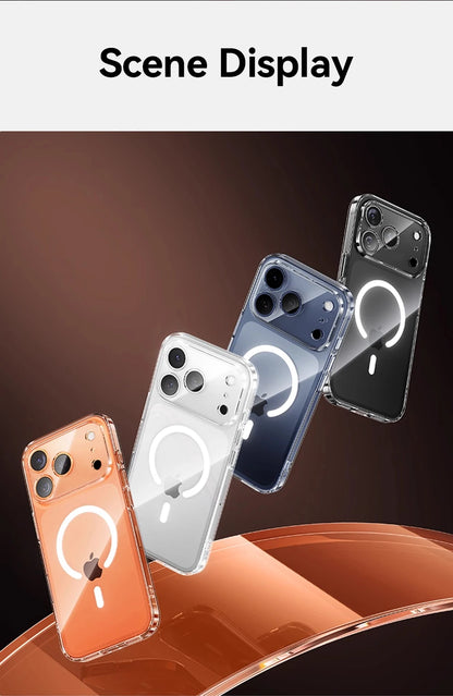 Joyroom Magnetic Case For iPhone 17 16 Pro Max Case Anti Yellow Transparent Cover For iPhone 17 Pro Wireless Charger Thin Cover Red Magic