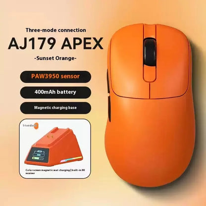 Ajazz Aj179 APEX 8k Wireless Mouse PAW3950 Sensor Three Mode Charging Base Gaming Mouse Lightweight Ergonomics 400mAh Pc Gamer Red Magic