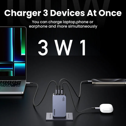 【Korean Plug】UGREEN 100W GaN Charger PD Fast USB C Charger QC4.0 3.0 Quick Charge For Macbook Laptop Tablet iPhone 17 16 Pro Setup Lord