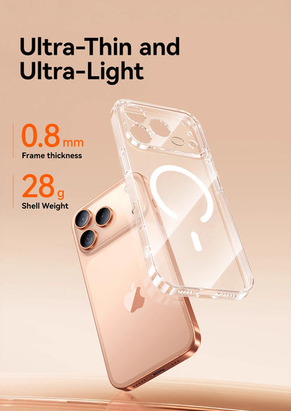 Joyroom Magnetic Case For iPhone 17 Pro Max Case Anti Yellow Transparent Cover For iPhone 17 Pro Max Wireless Charger Thin Cover Red Magic