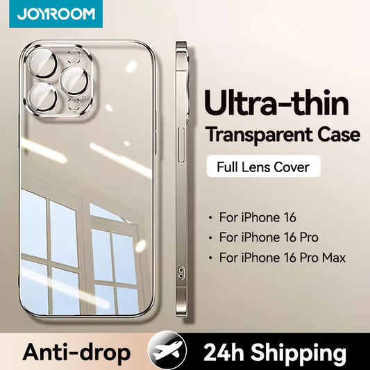 Joyroom Case For iPhone 16 15 14 13 Pro Max Anti-drop Transparent Cover For iPhone 16 Pro Max Soft TPU Case With Len Protection Red Magic