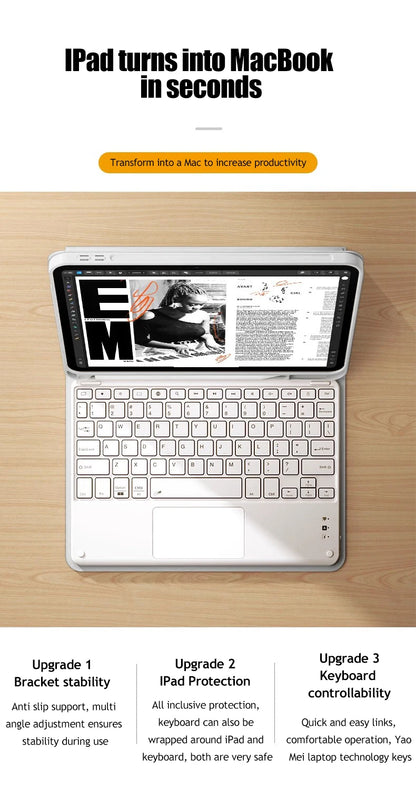 Keyboard Wireless Mouse Magic For iPad Pro 13 11 Case M4 M2 2025 M3 Air 13 11 5 4 10.2 9 8 7 Generation Case Bluetooth Keyboard Red Magic