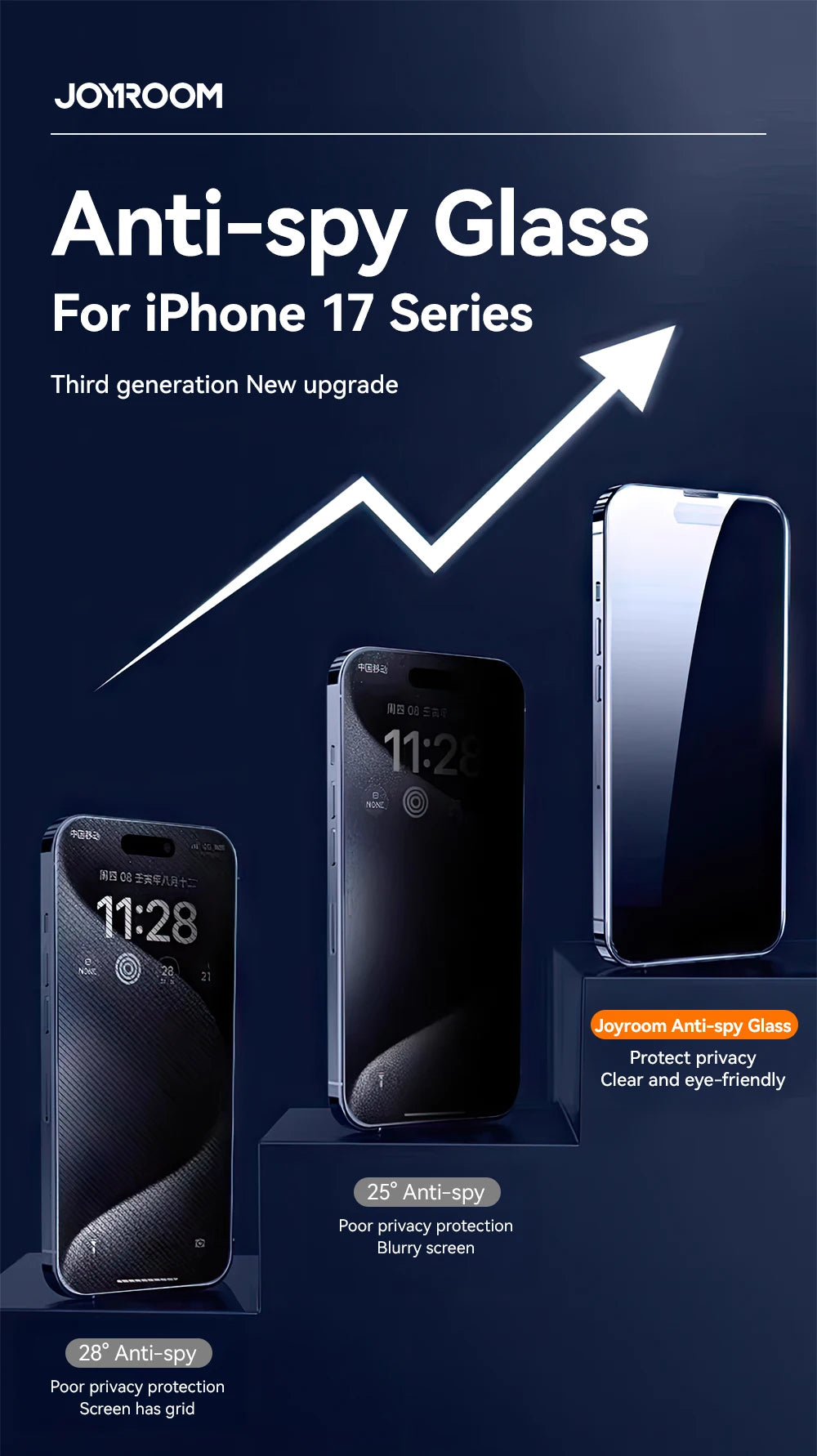 Joyroom 1/2PCS For iPhone 17 Pro Max Anti-Spy Glass Privacy Screen Protector Glass For iPhone 17 Pro 17 Air Tempered Glass Film Red Magic